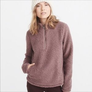 Abercrombie and Fitch Mauve Sherpa Quarter Zip